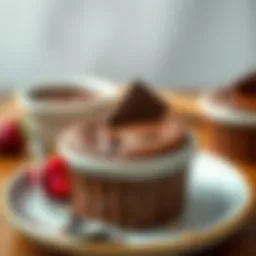 Decadent chocolate souffle served in a ramekin