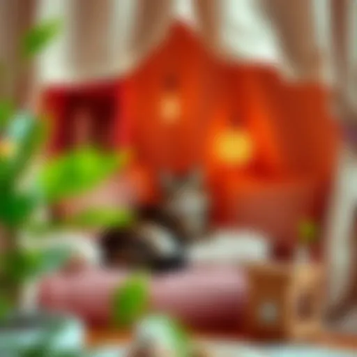 Cozy cat nook with soft cushions and toys