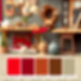 A vibrant color palette showcasing red and brown hues.