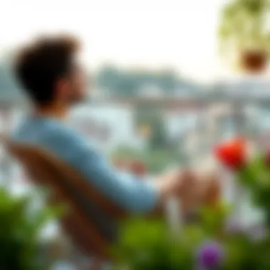 User enjoying a relaxing moment on a Koçtaş balcony chair