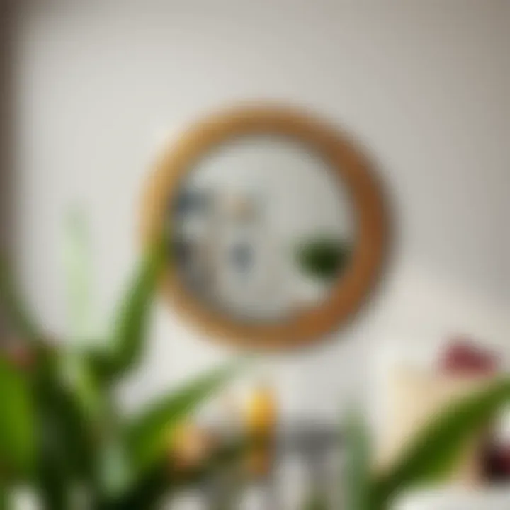 Stylish placement of round mirror in living space