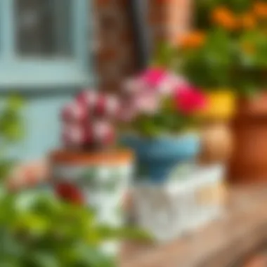 Charming Painted Flower Pots Finished DIY project featuring uniquely painted flower pots