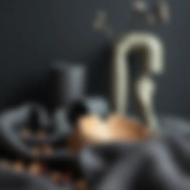 Close-up of various materials harmonizing with dark gray