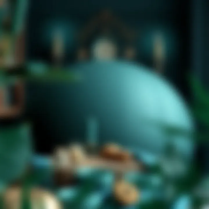 Artistic project inspired by dark teal shades