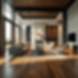 Elegant dark wood flooring in a modern living room