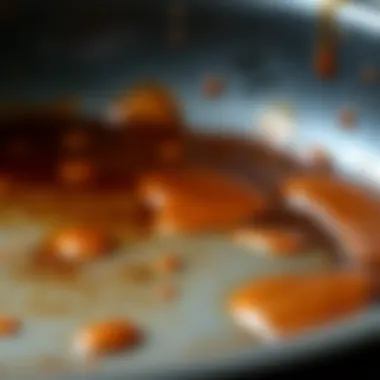 Detailed view of a stained pan surface