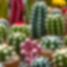 A stunning variety of leş cacti showcasing their unique shapes and colors.