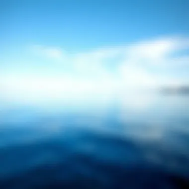 A tranquil sea reflecting different shades of blue