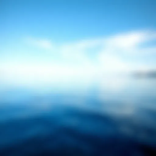 A tranquil sea reflecting different shades of blue