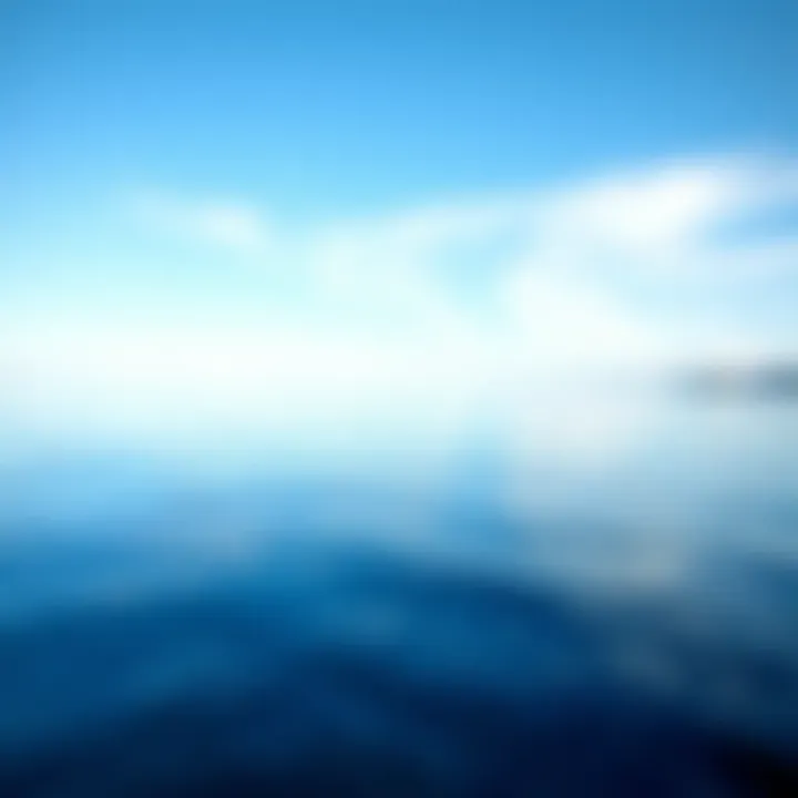 A tranquil sea reflecting different shades of blue
