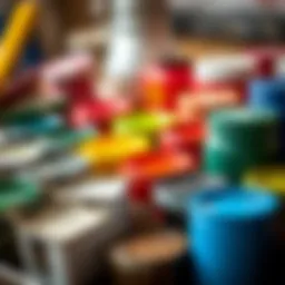 A collection of paints suitable for metal surfaces
