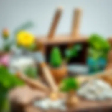 Tools and materials used for creating a miniature garden