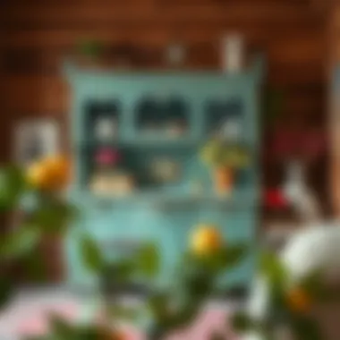 A beautifully painted piece of furniture in a cozy room