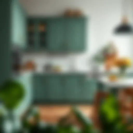 Elegant kitchen cabinet in muted green