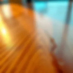 Polished wooden surface reflecting light