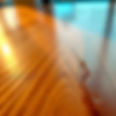 Polished wooden surface reflecting light