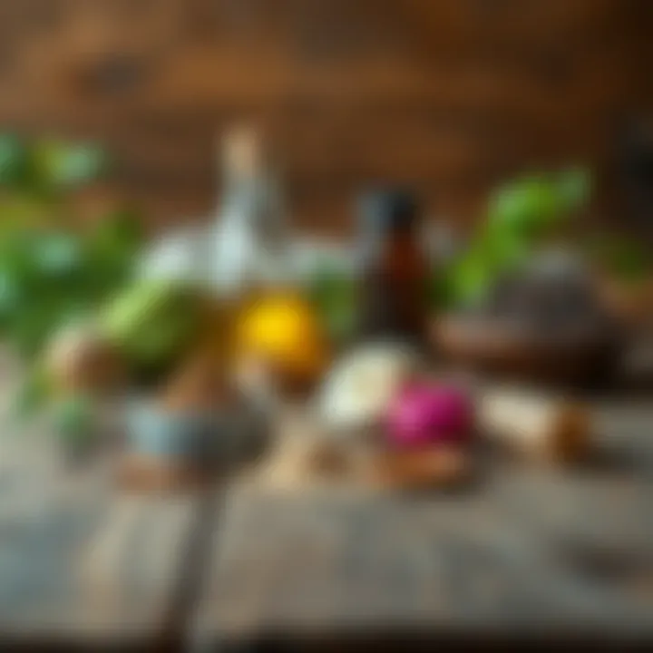 Natural ant repellent ingredients arranged on a wooden table