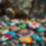 Vibrant Artistry in Natural Stone Painting Artistic display of painted natural stones in vibrant colors