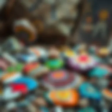 Vibrant Artistry in Natural Stone Painting Artistic display of painted natural stones in vibrant colors