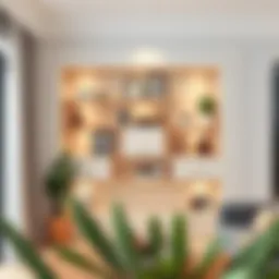 Modern niche wall design featuring elegant shelves and decorative items