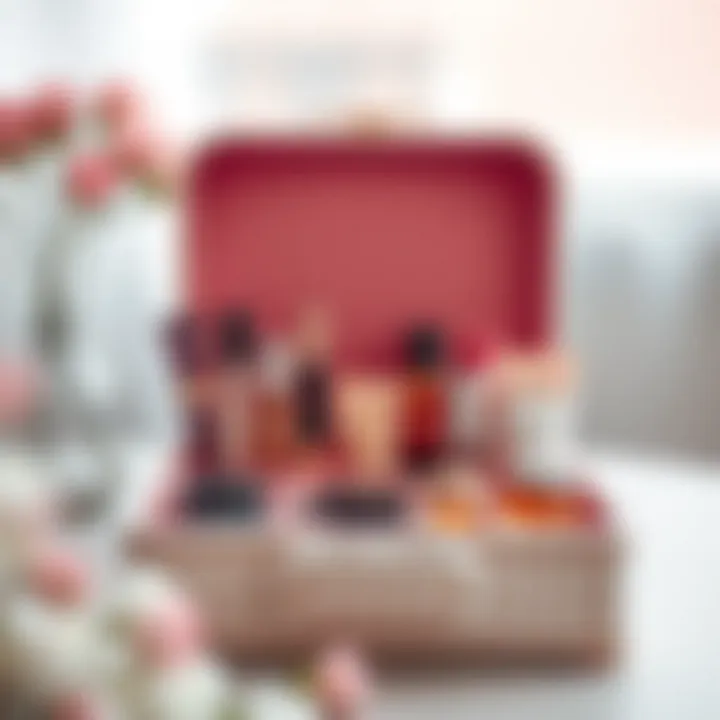 Elegant makeup box showcasing essential beauty products for engagement