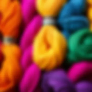 Colorful yarn skeins arranged artfully