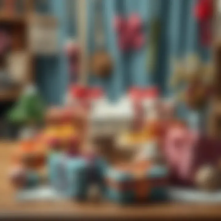 An assortment of unique handmade gifts displayed creatively on a table.