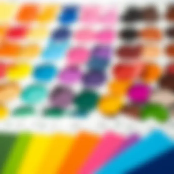 A vibrant palette of paint swatches arranged aesthetically