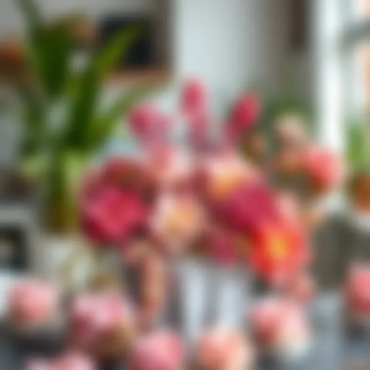 Arrangement of various pink succulents in a stylish indoor setting