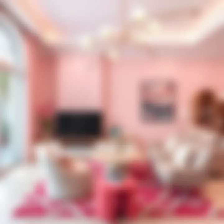 Interior design showcasing pink accents paired with neutral tones