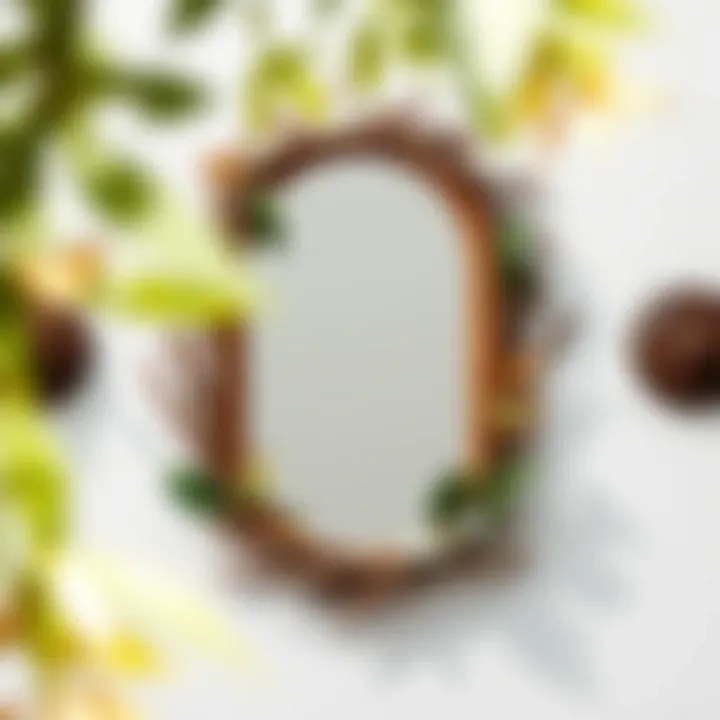 Rustic mirror framed with natural twigs and leaves