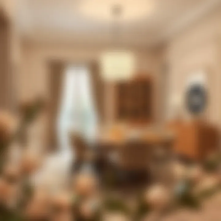 Stylish dining area adorned with beige walls