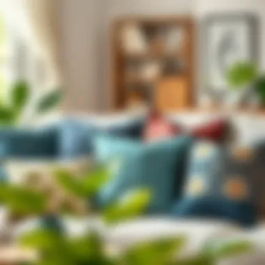 Stylish throw pillows complementing the sofa design