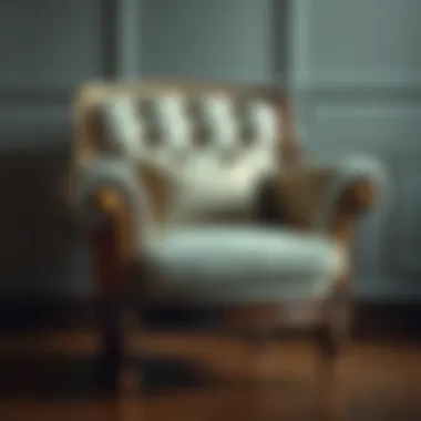 Elegant Upholstered Armchair An elegant armchair featuring luxurious upholstery and intricate detailing.