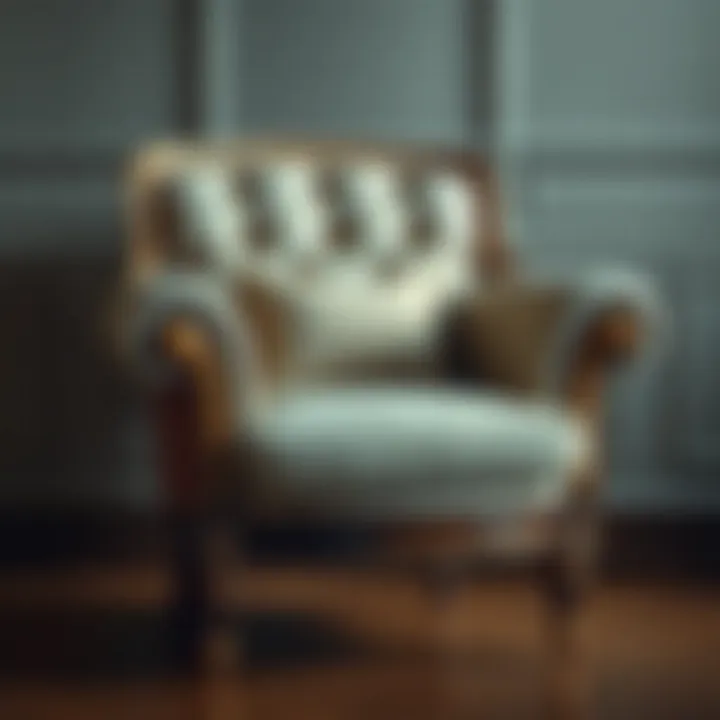 Elegant Upholstered Armchair An elegant armchair featuring luxurious upholstery and intricate detailing.