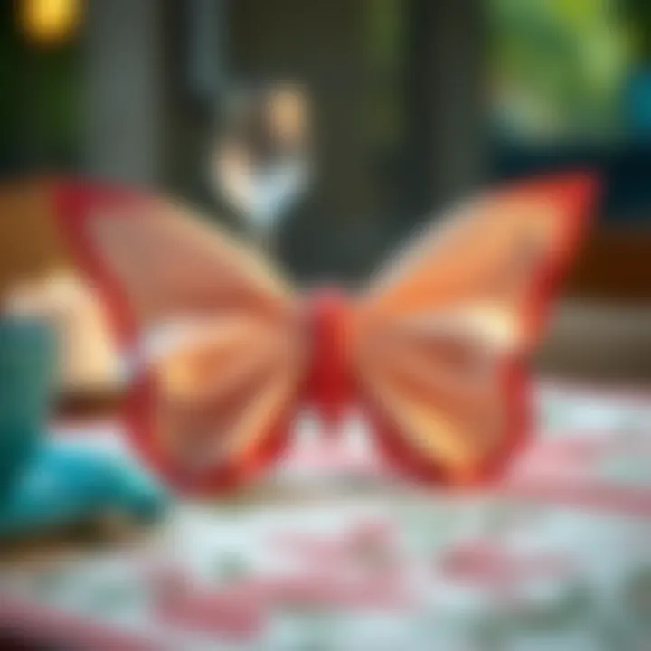 Whimsical napkin fold resembling a butterfly