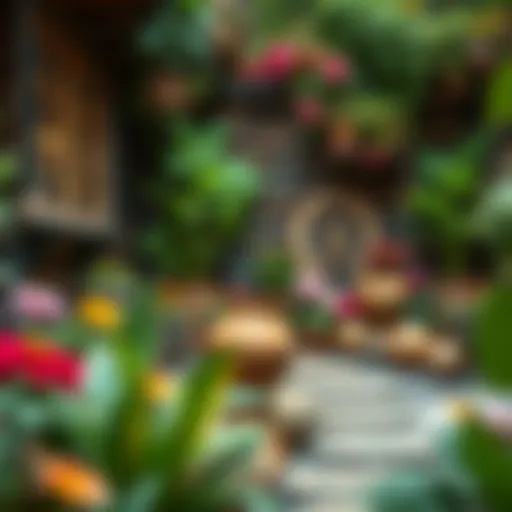 Aesthetic Small Garden Design A well-arranged small garden with vibrant plants and decorative elements