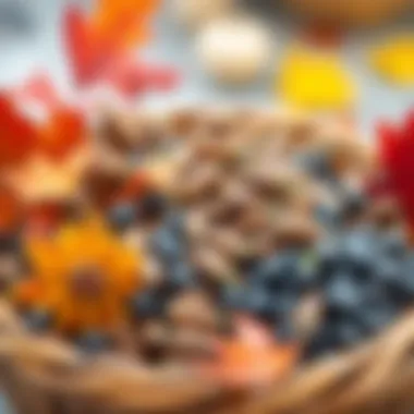 A selection of seasonal seeds perfect for autumn planting in a wooden basket.