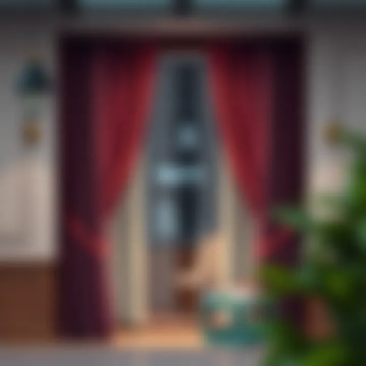 Detailed view of a window with store curtains