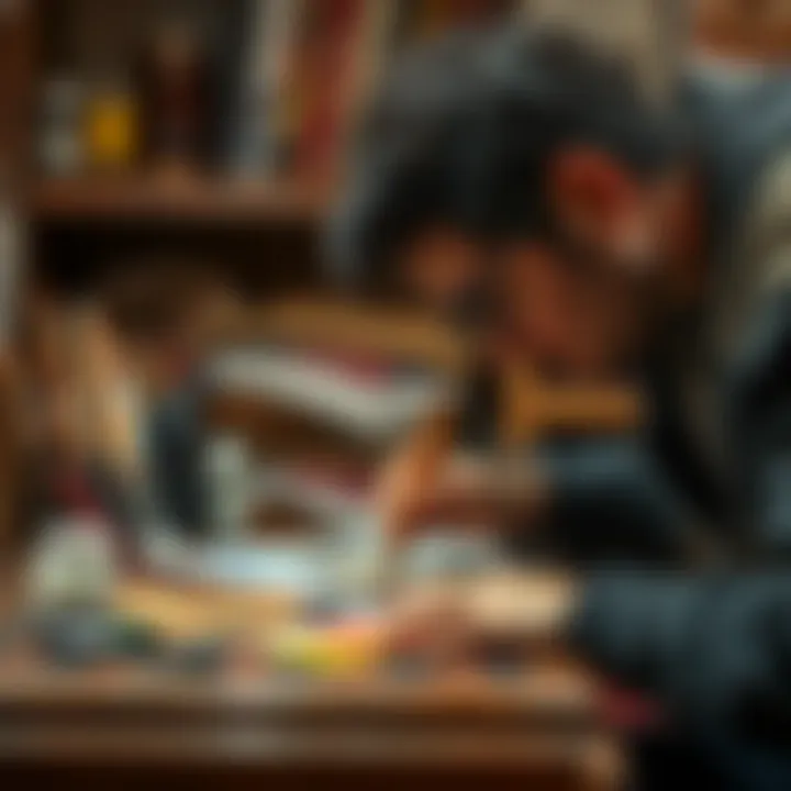 An artist applying paint to a suntalam piece with precision