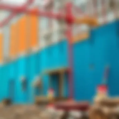 Construction site using synthetic paint materials
