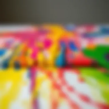 Vibrant colors of synthetic paint on a canvas