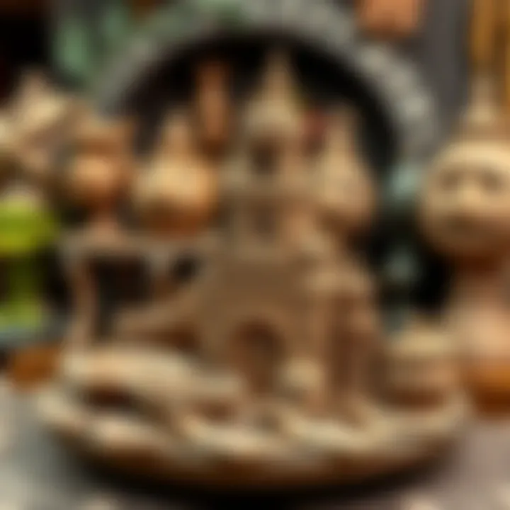 Various artistic creations made from clay displayed beautifully