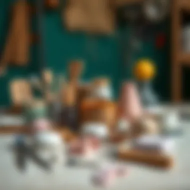 Tools and materials for clay projects neatly arranged