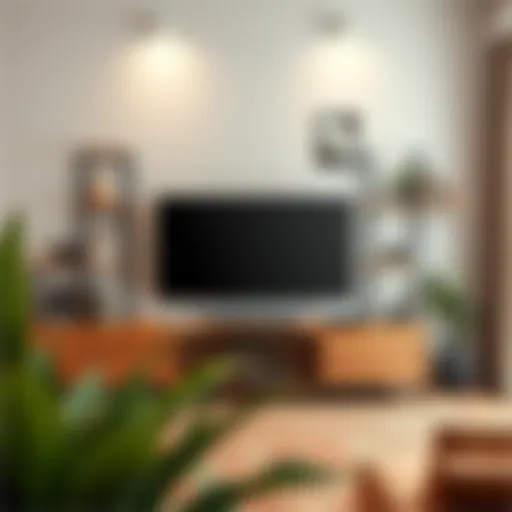 Stylish TV backdrop with creative shelving