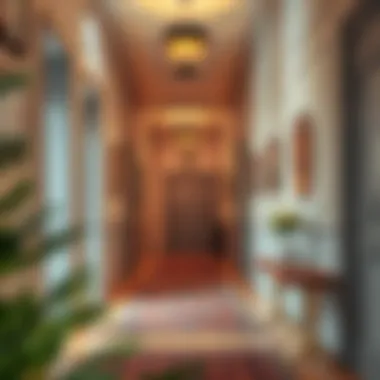 Cozy long hallway with decorative lighting