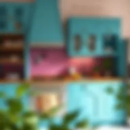 A vibrant kitchen cabinet in a bold color