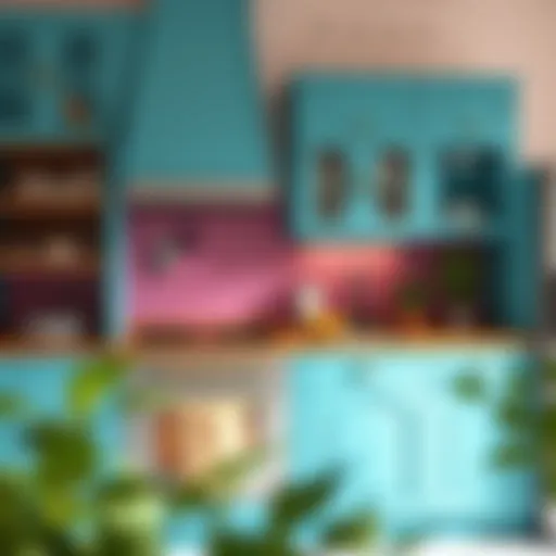 A vibrant kitchen cabinet in a bold color