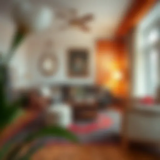 A cozy living room featuring a vintage rug that enhances the decor