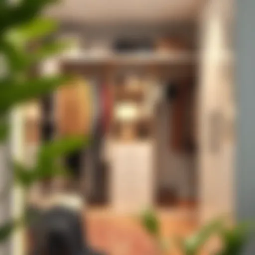 Elegant arrangement of clothing in a stylish wardrobe